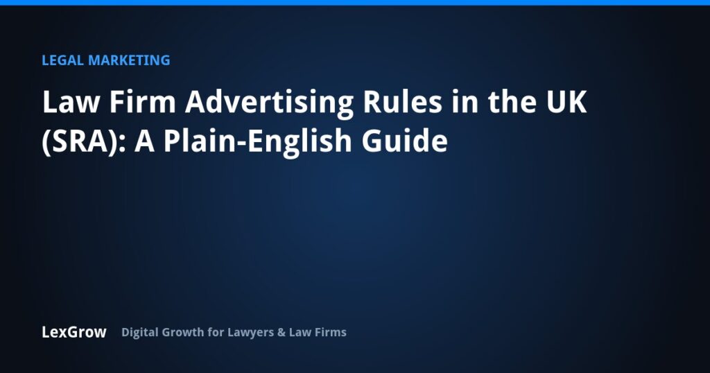 Law Firm Advertising Rules in the UK (SRA): A Plain-English Guide — LexGrow