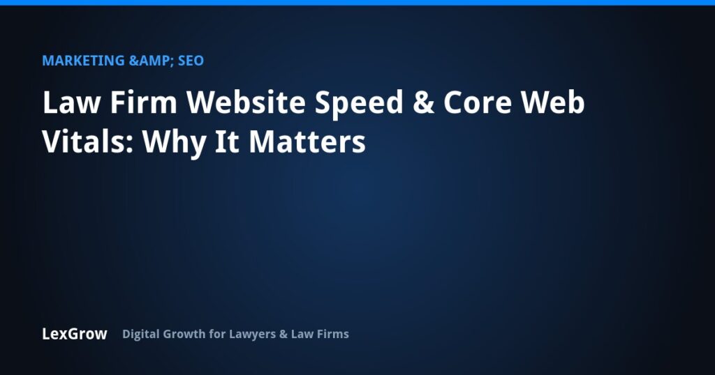 Law Firm Website Speed & Core Web Vitals: Why It Matters — LexGrow